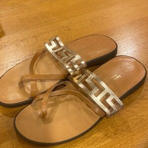 Handmade Metallic Gold and Tan Leather Sandals New NWOT